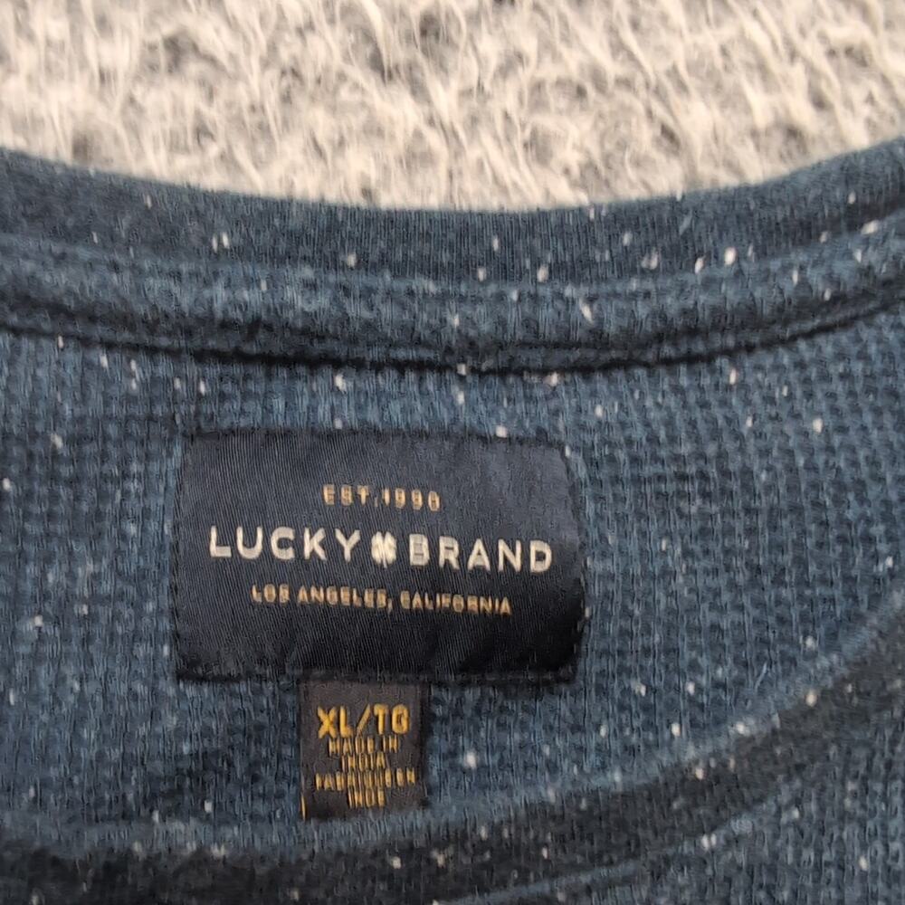Lucky Brand Shirt Men Extra Large Blue Casual Thermal Waffle Knit Long Sleeve - Picture 2 of 6